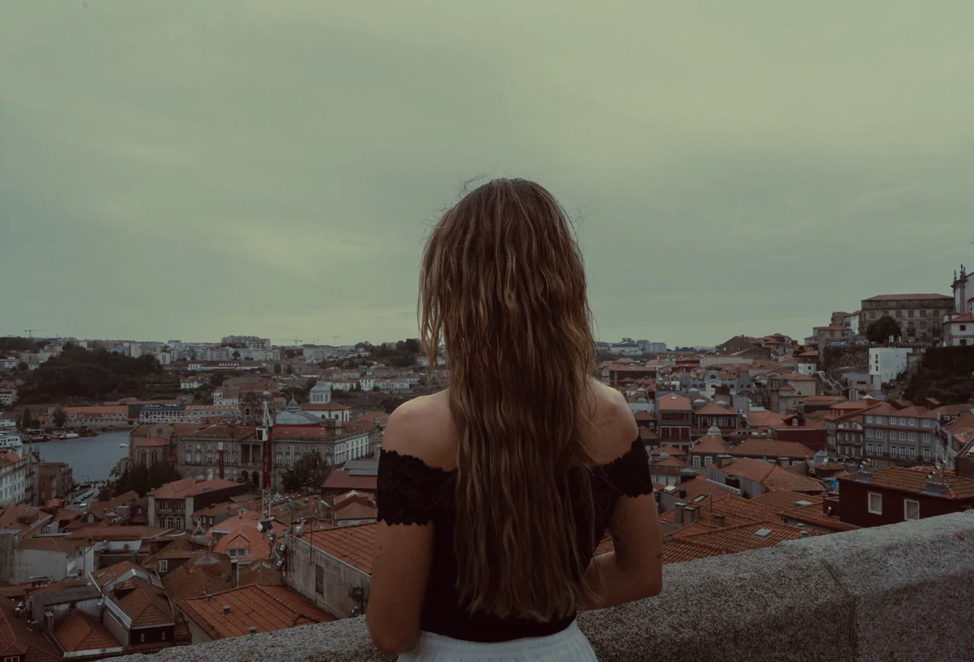 Porto rooftops and the Douro seen from a historic-centre viewpoint